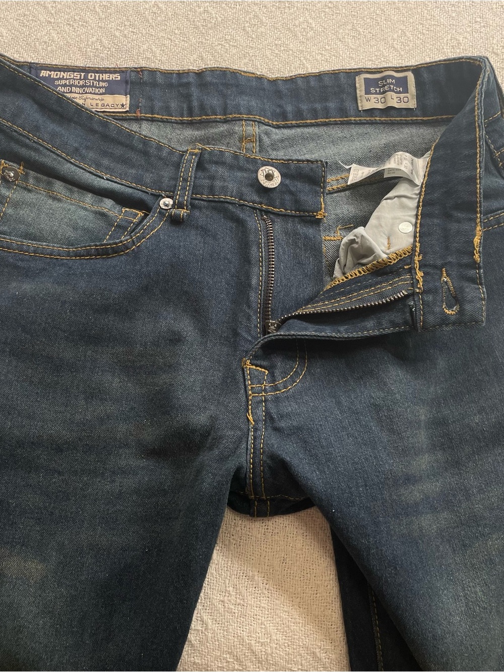 Amongst Other- Men's Dark Blue Bootcut Jeans - Casual Everyday Fit Size W30 L30 - Picture 4 of 12